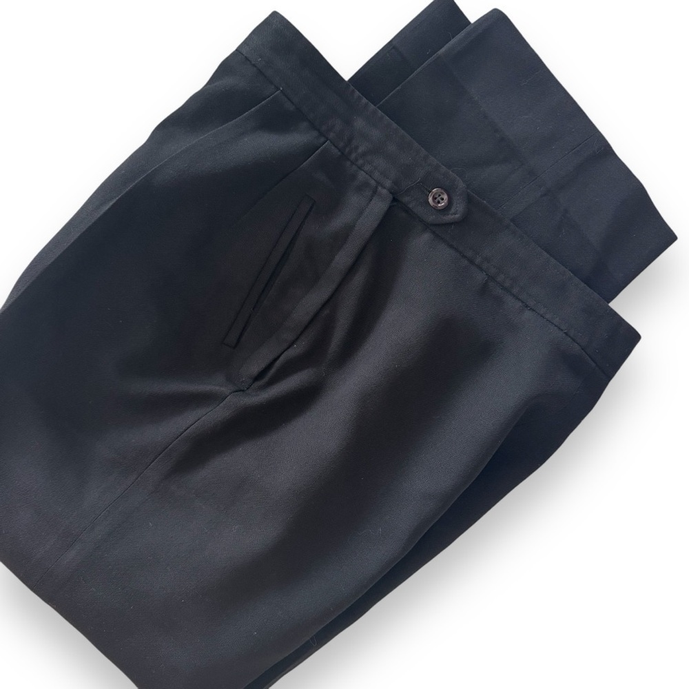 100% wool designer pants black pleated pockets m/l high-rise lined ankle pant